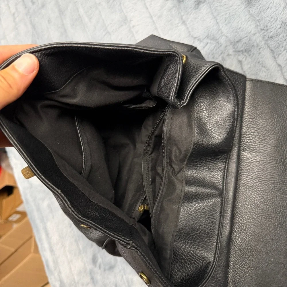 Darcy Marks London Black Floral Embossed Faux Leather Backpack Bag